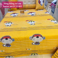 Bộ chăn ga gối cho bé màu vàng cotton Sông Hồng JC003